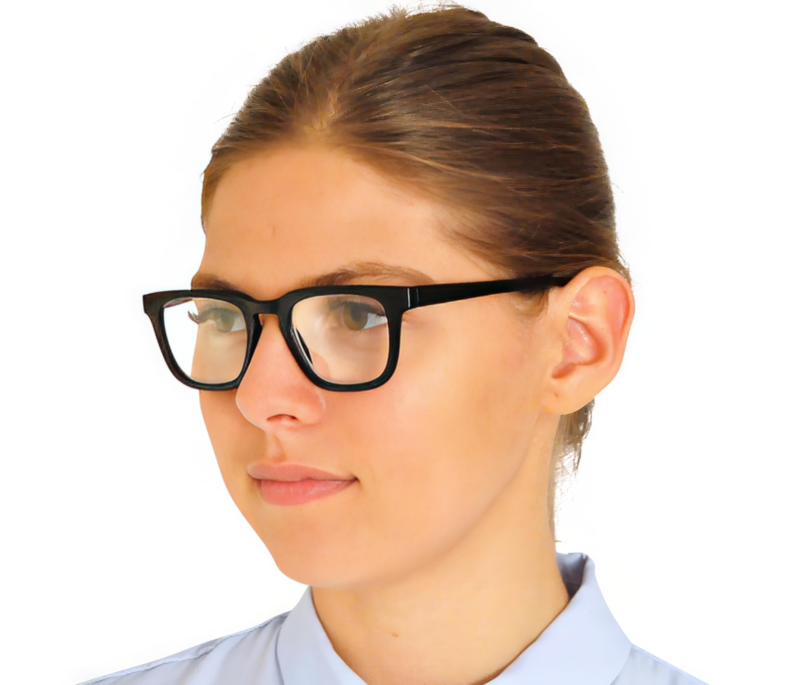 Mini Brille, Nerd Blue Light Blocking Reading Glasses with Rectangle Lens, FREE Case, Plastic Frame (Black) - Image 3