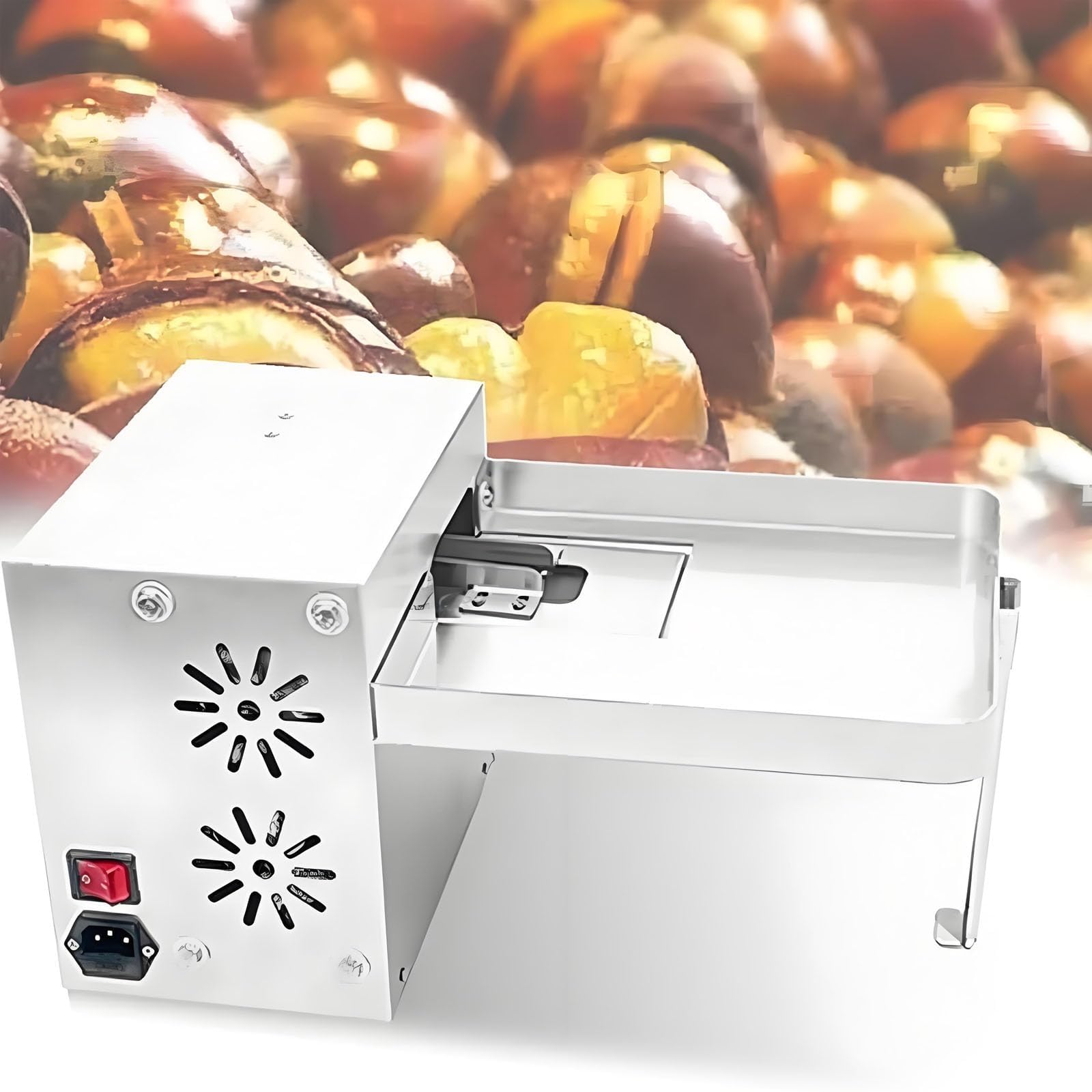 Máquina para tallar castañas de 120 W, semiautomática con Profundidad de Corte Ajustable, Capacidad de 32-35 kg/h, Ideal para panaderías y Uso Comercial.