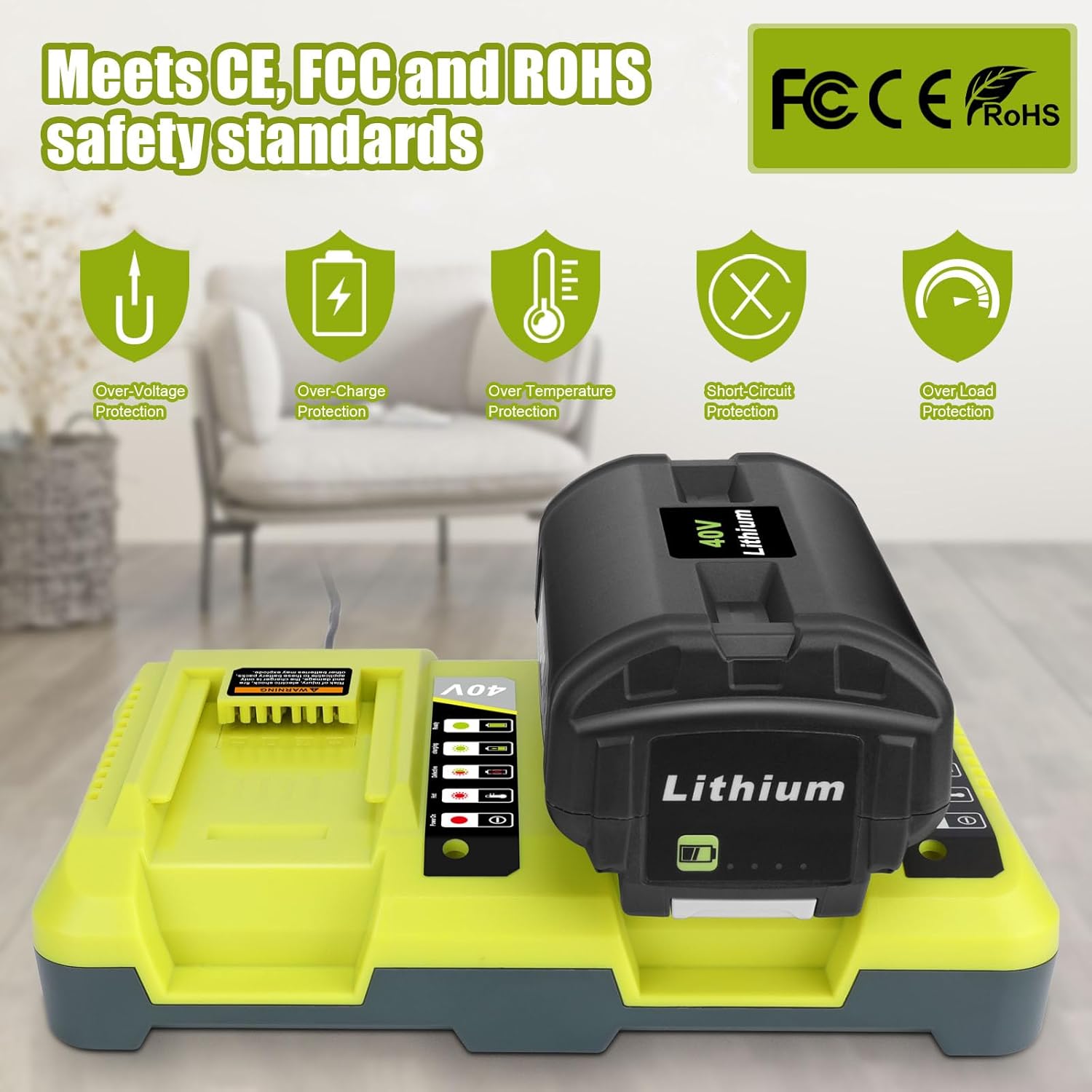 KUNLUN OP401 40V Dual Fast Charger for Ryobi 40 Volt Lithium ion Battery Charger OP4040 OP4026 OP4026A OP4050A OP40601 OP40602 OP4030 OP4015 OP40201 Li-ion Battery - Image 5