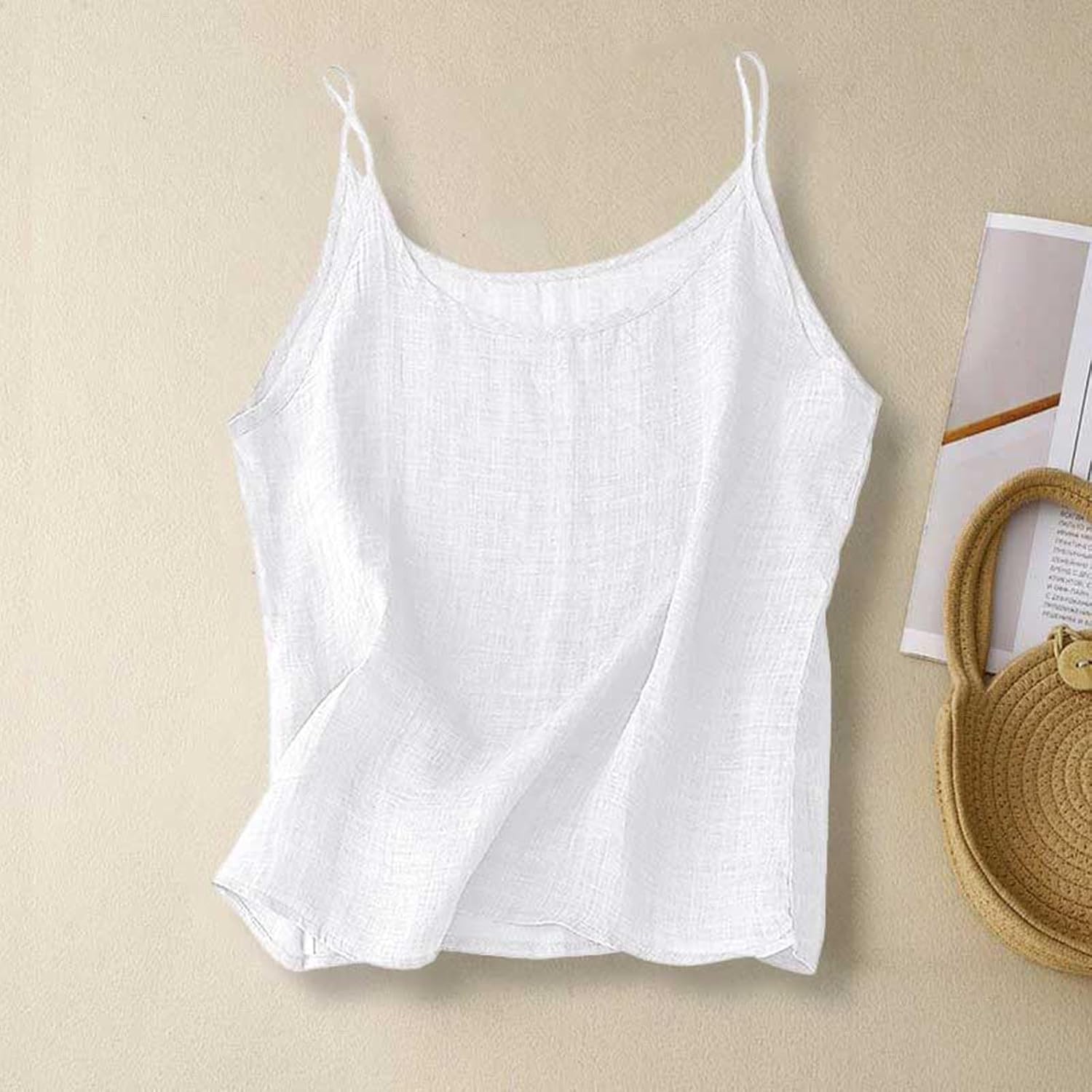 Best Women's tank Tops - Cotton linen Sleeveless Tees review