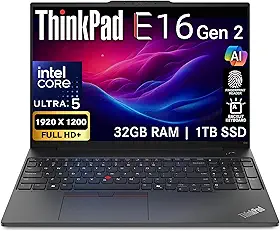 Oemgenuine Lenovo ThinkPad E16 Gen 2, tela WUXGA de 16 polegadas, Intel Ultra 5-125U, 32GB DDR5 RAM, 1TB NVMe, FP, KB retroiluminado, WiFi 6E + BT, RJ-45, Webcam FHD, W11P, laptop empresarial