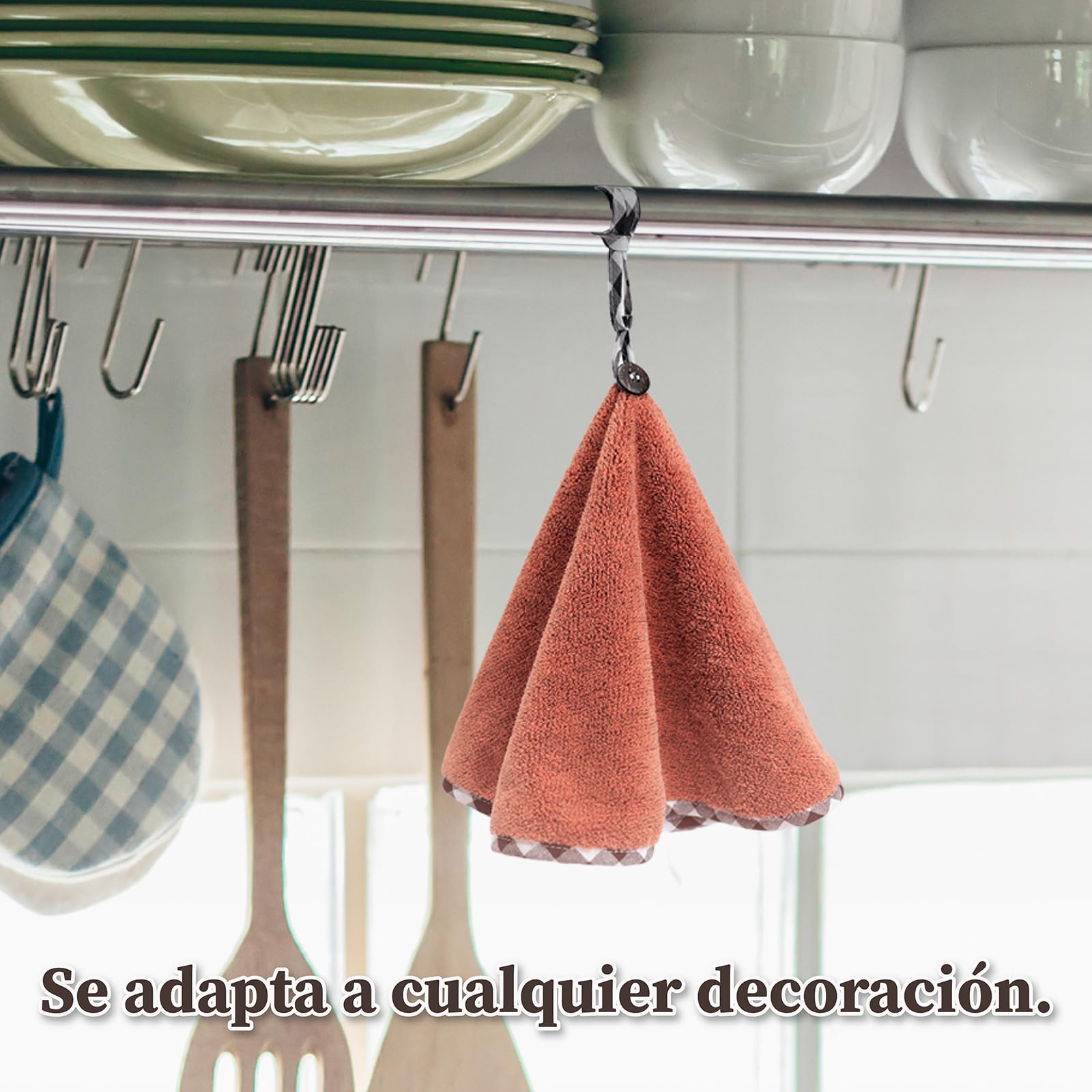 myHomeBody Toallas de Mano para Cocina – Toallas de Mano Suaves y absorbentes de Fibra de bambú, Toallas de Cocina con Lazo para Colgar, Set of 2 Brick Red Towels
