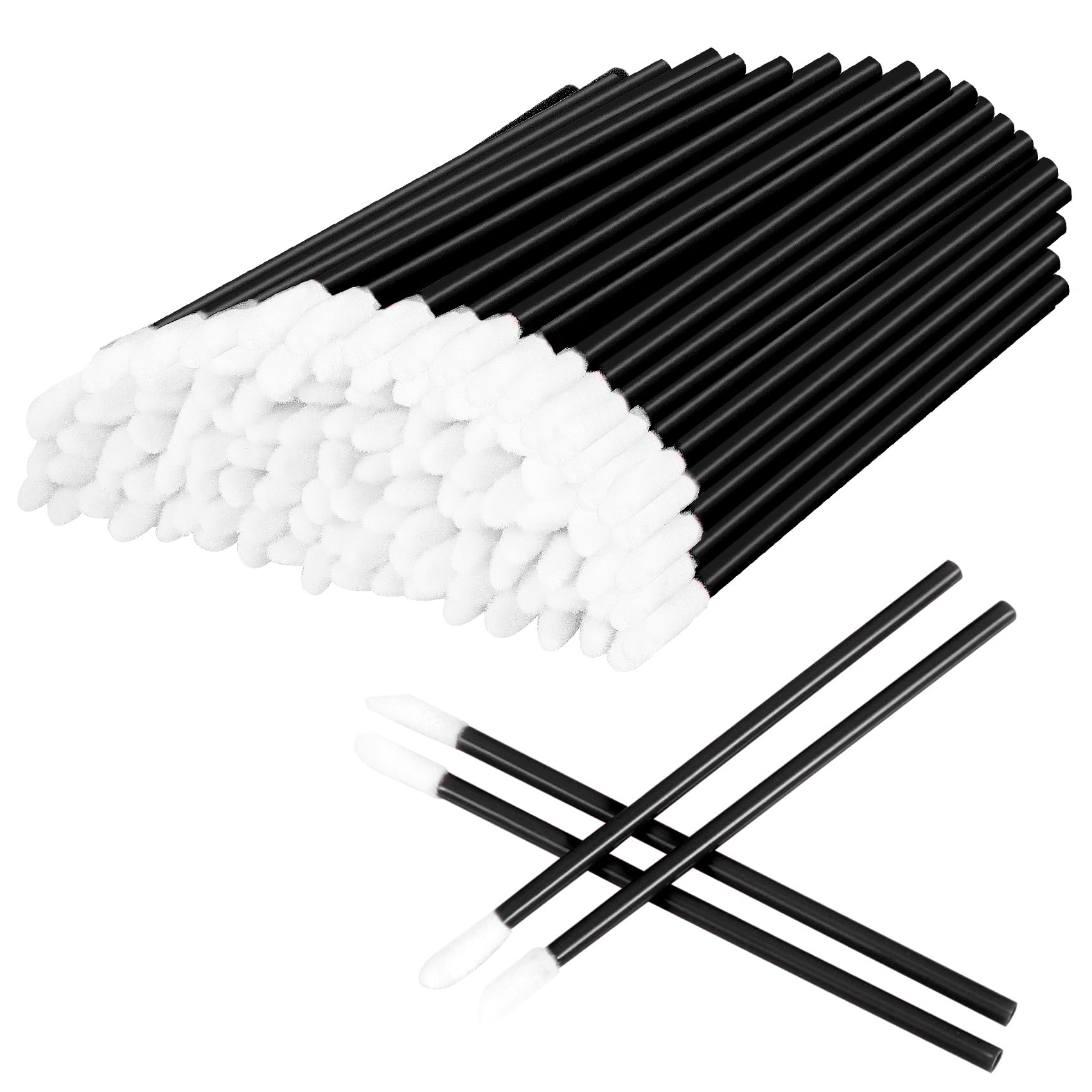 Lipstick Applicator Wands 100 Pcs Disposable Brush With Soft Head for Lip Gloss and Balm - Black
