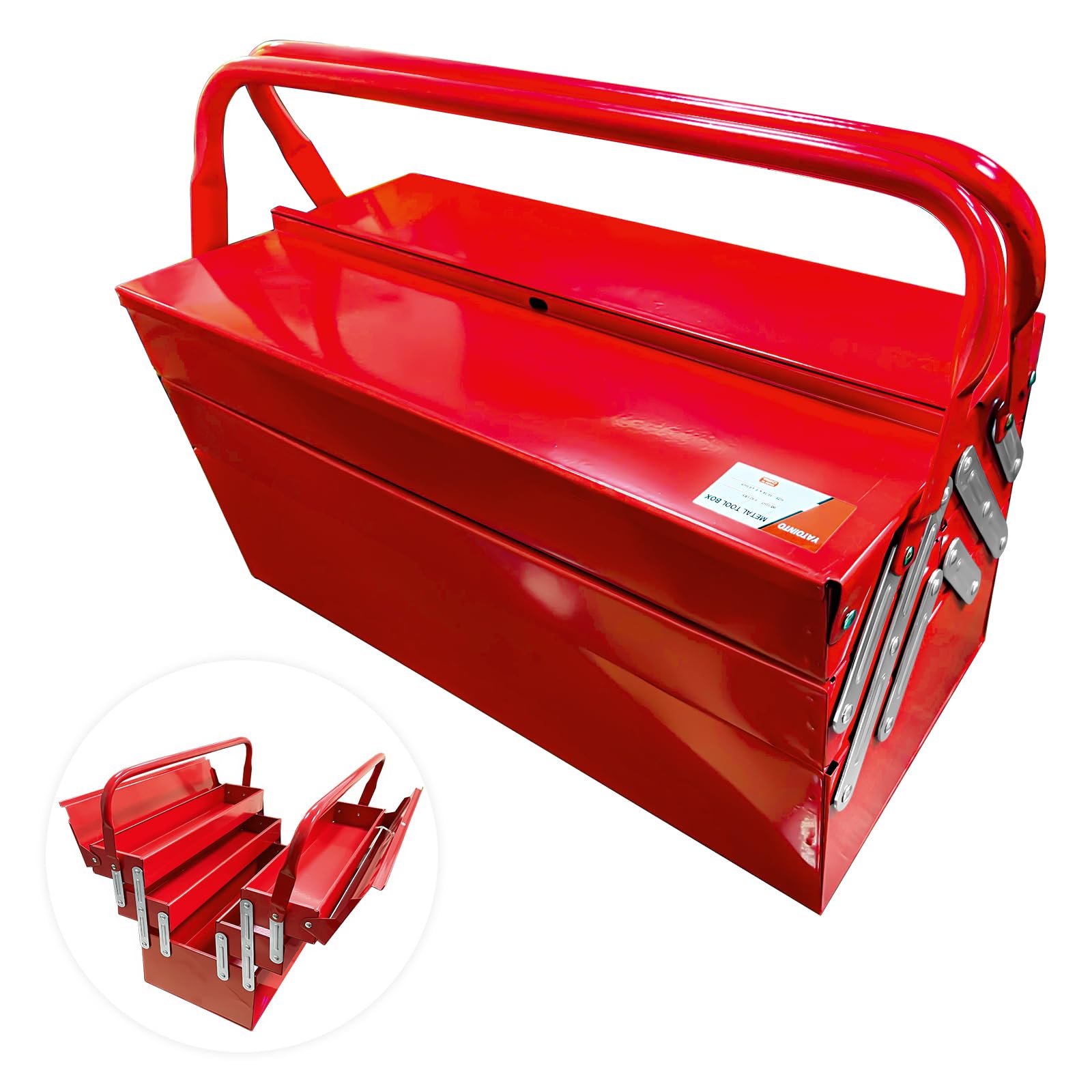vユニ 34box YATOINTO Metal Cantilever Tool Box 18 Inch, 3 Layers 5 Tray