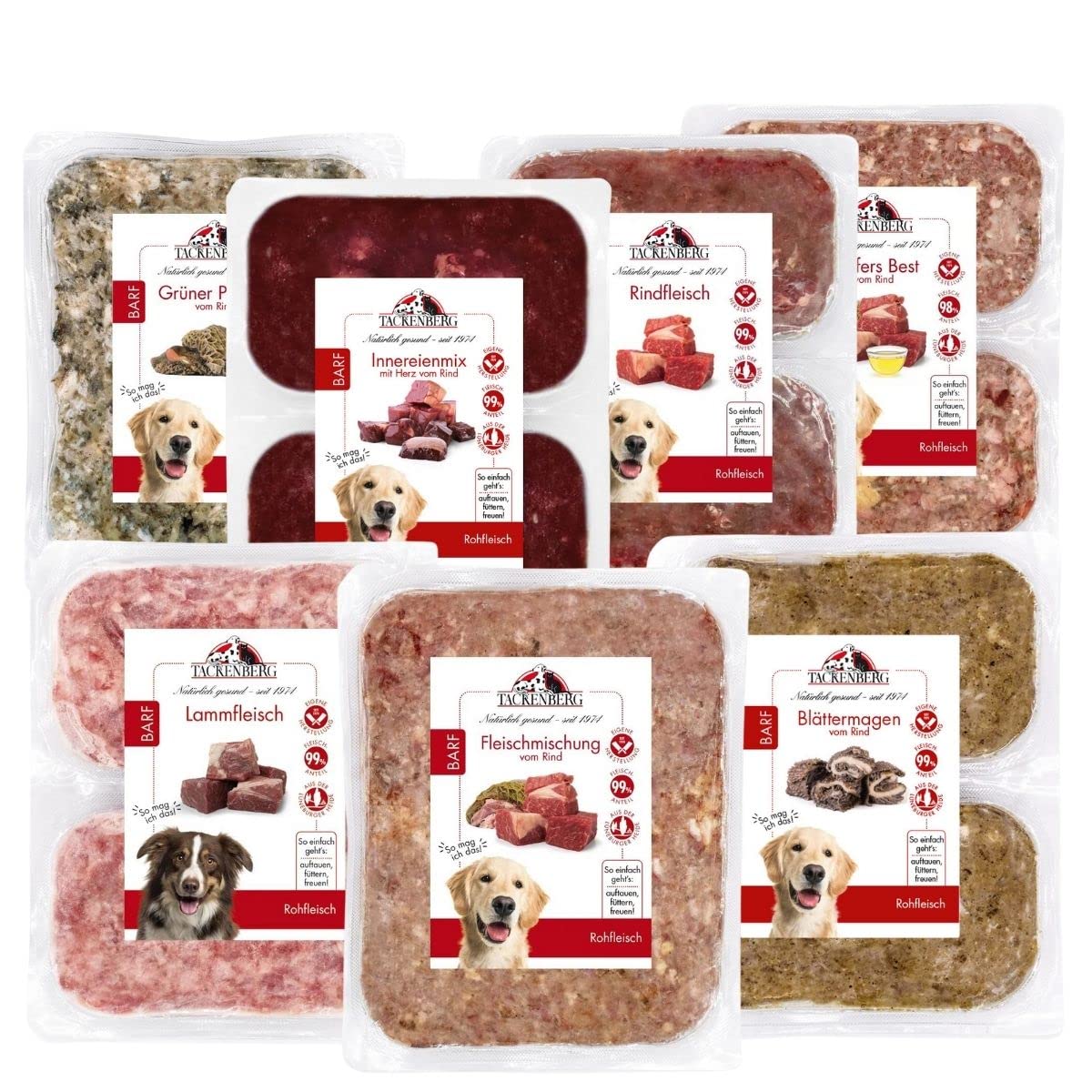 TACKENBERG Barf Rindermix-Paket für Hunde. 20kg Barf Fleisch für Hunde
