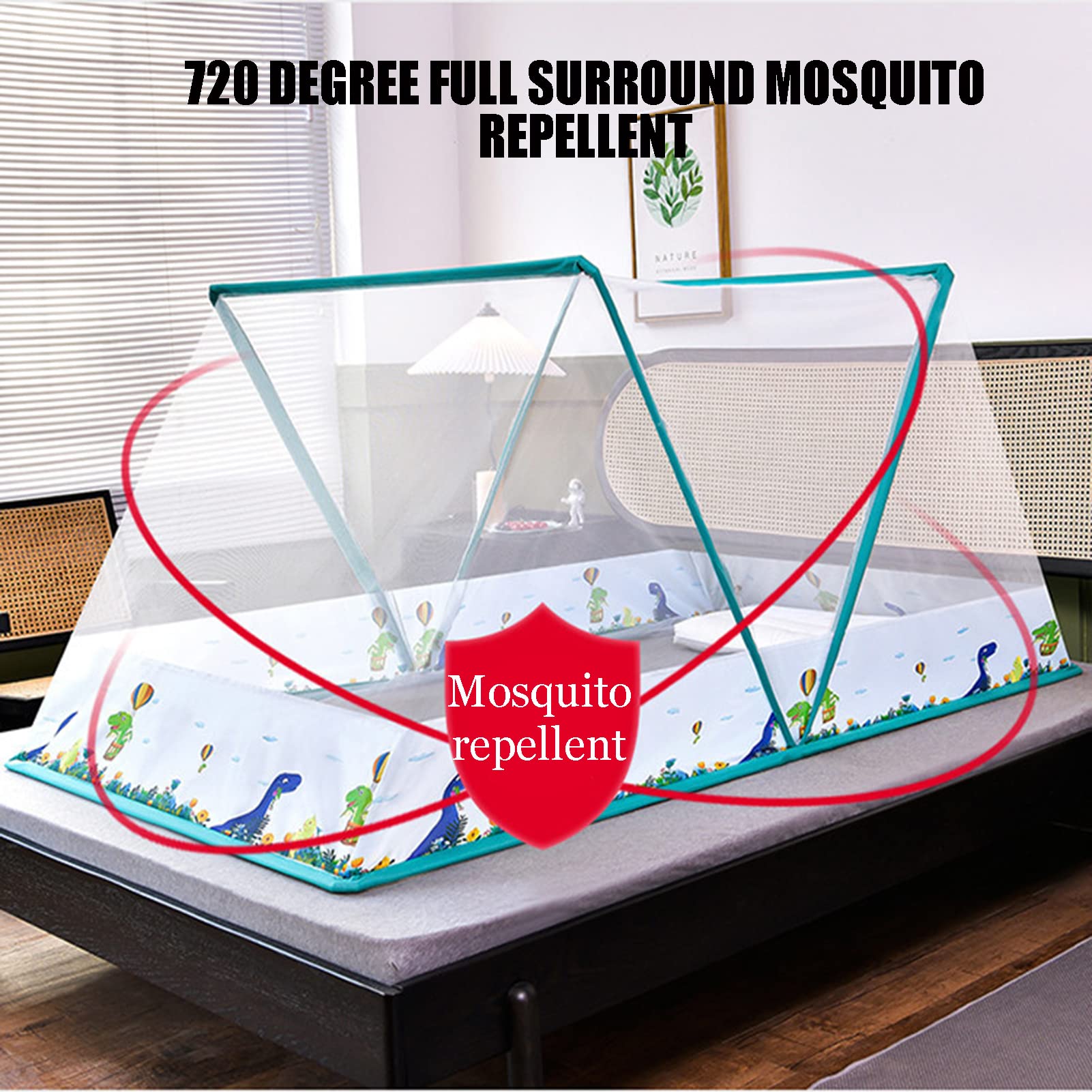 Mosquitera portátil, mosquitera para Adultos, Dosel para Cama, mosquitera Transpirable y Lavable, no Requiere instalación, mosquitera para Exteriores, Camping, Viajes, Amarillo, 16