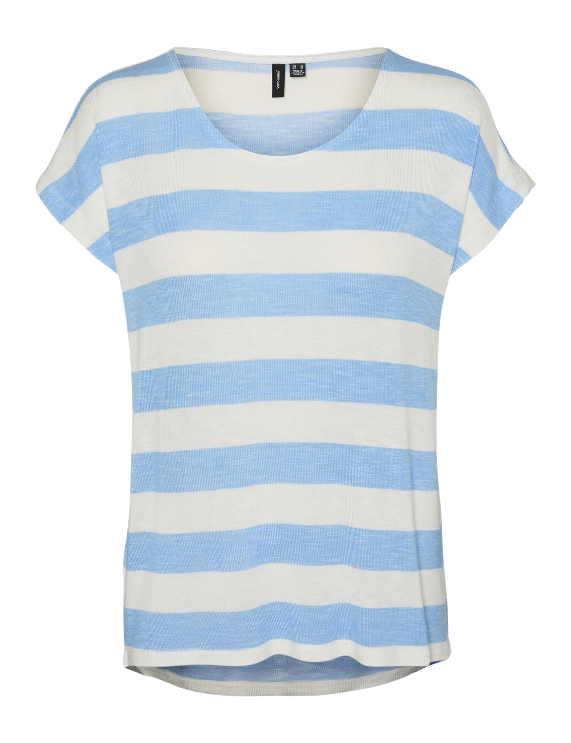 VERO MODA Women's Vmwide Stripe SL Top Ga JRS Noos, Azure Blue, S