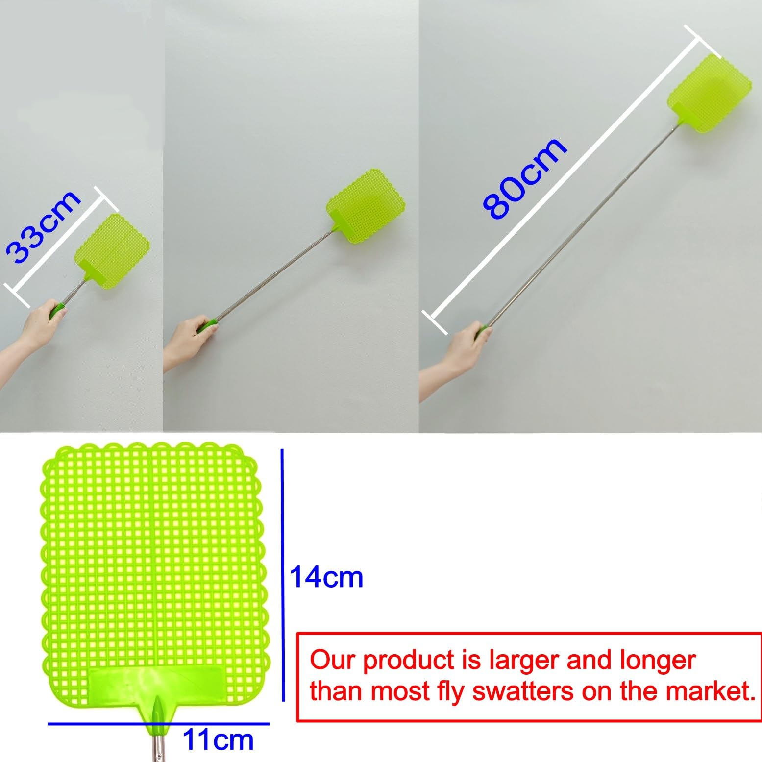 JZK 2x Scacciamosche telescopiche estensibili con manico lungo, plastica racchetta a mano per mosche acchiappa-mosche manuale per interni ed esterni, scaccia insetti per vespe/insetti