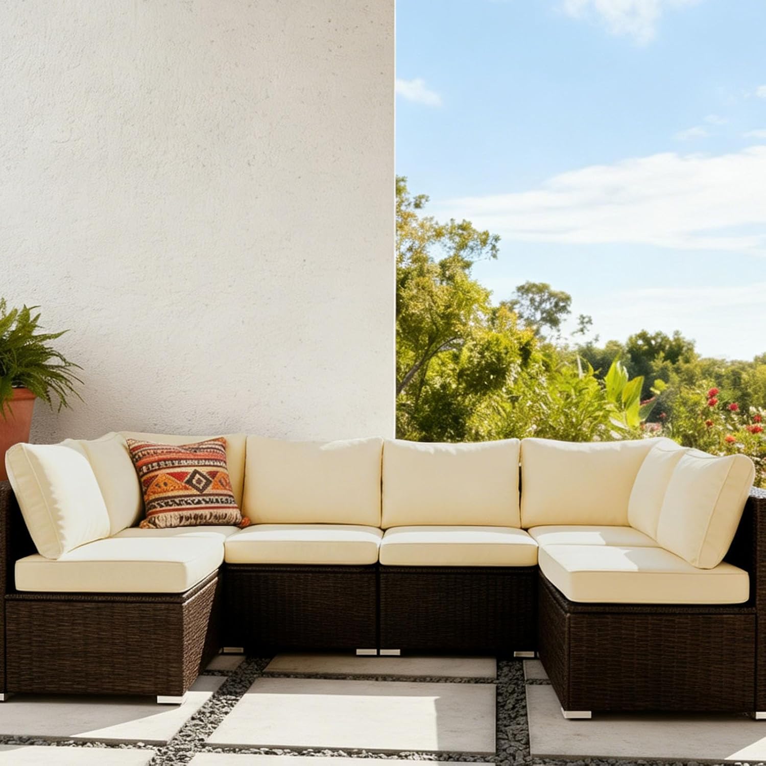 14 Pcs Outdoor Cushion Slipcovers, Patio Furniture Cushion Cover Raplacement, Water-Resistant Patio Furniture Cushion Covers with Zipper (Beige, 23.6Lx23.6Wx4.33H)
