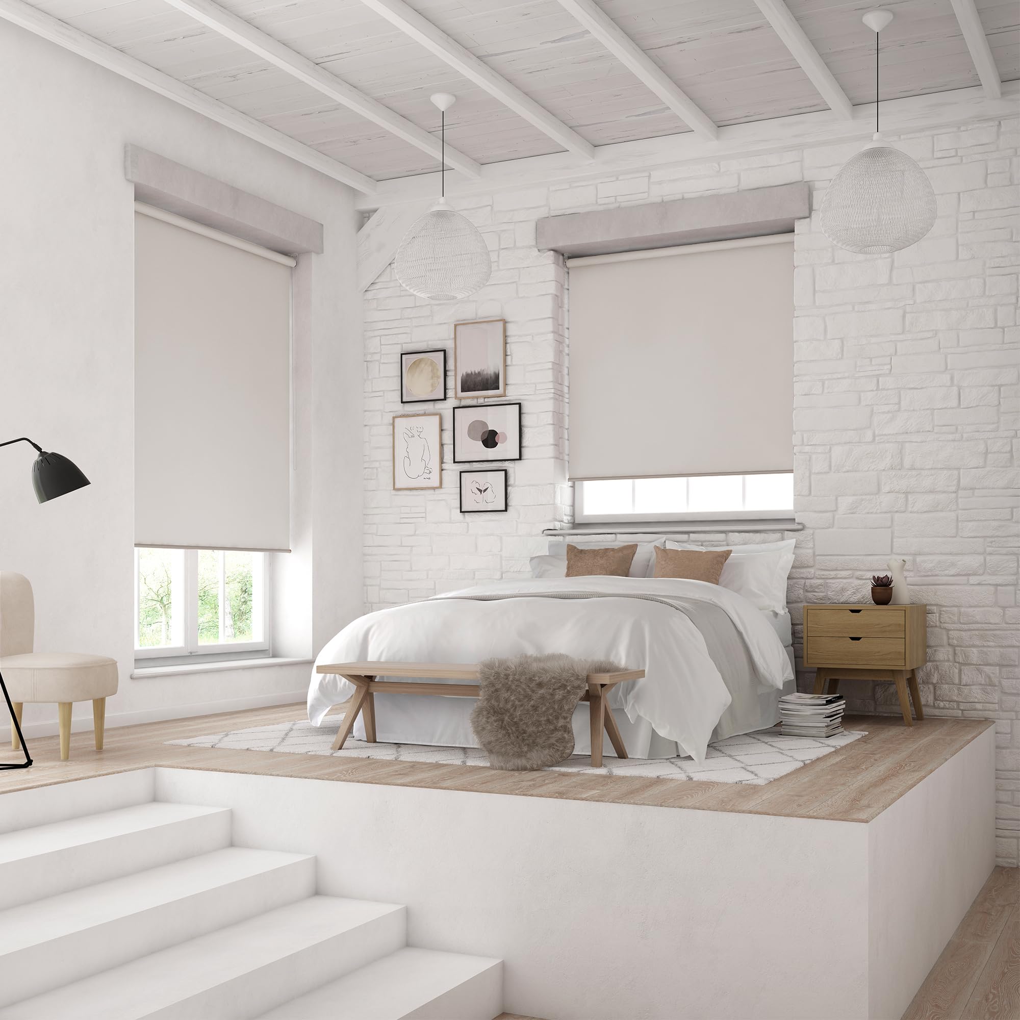 MTM No Drill Blackout Roller Blind [28mm, Up to 90cm Width, Up to 160cm Drop]