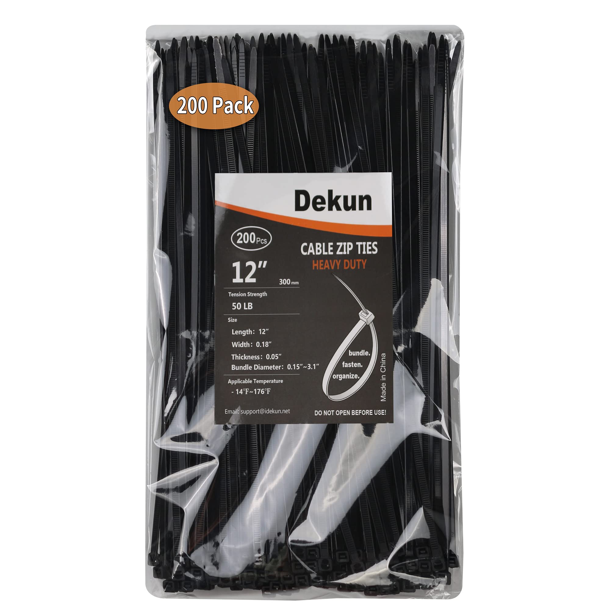 12 Inch Zip Ties 200 PCS, 12