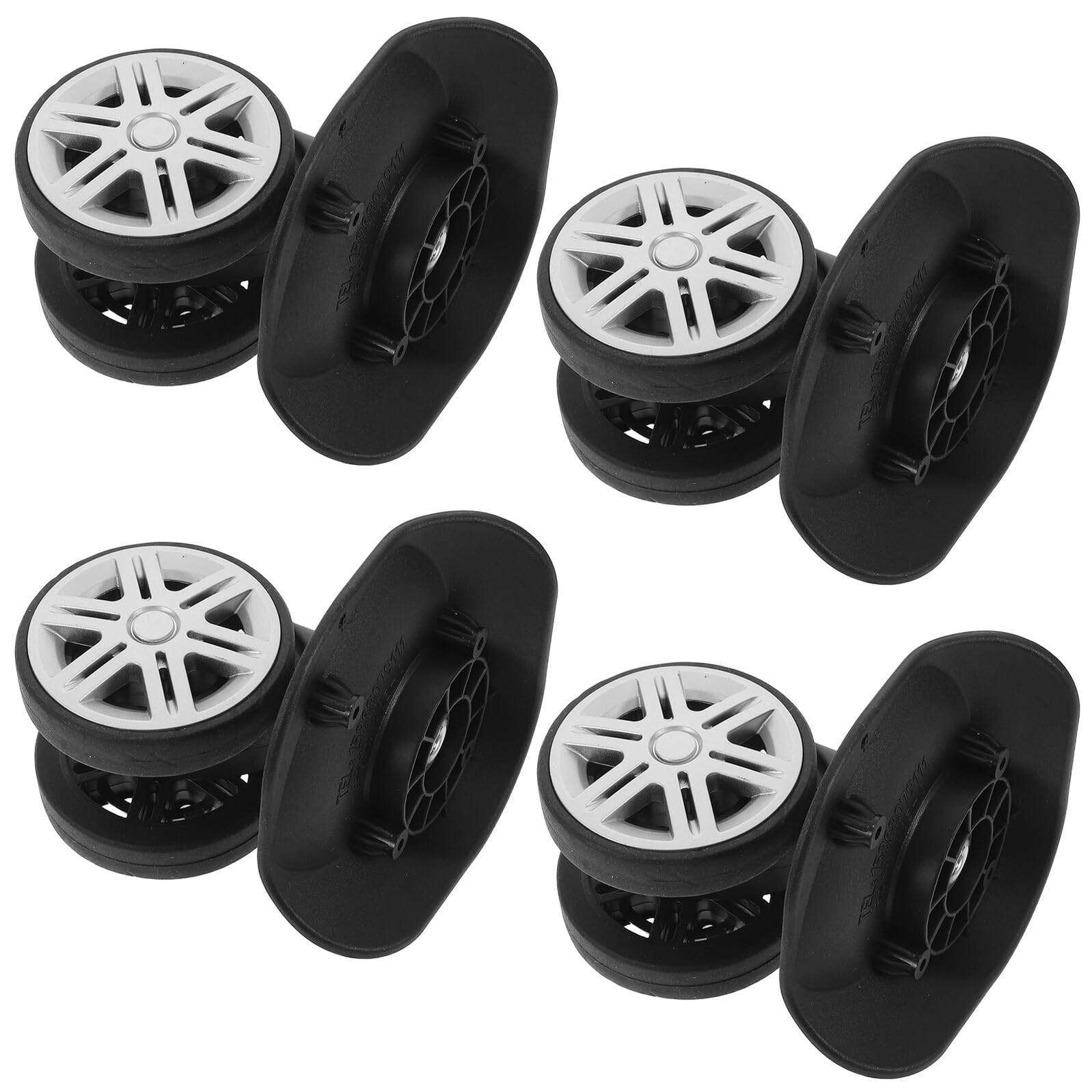 4 Pares Ruedas Silenciosas para Maletas de Viaje Ruedas Giratorias de Repuesto Aplicables de Goma para Equipaje