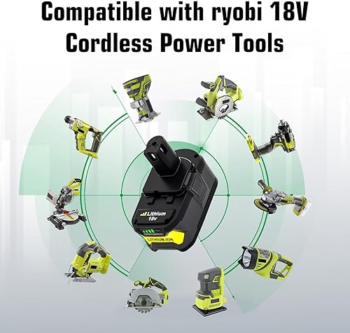 Miniatura 4 de Paquete de 2 baterías de repuesto de 6000 mAh P108 para Ryobi 18 V batería y cargador compatible con batería de litio Ryobi de 18 voltios P108 P107