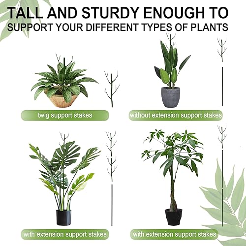 Miniatura 3 de Vocray Paquete de 4 estacas de jardín de ramitas marrones desmontables para plantas de interior en maceta, escalada al aire libre, planta de