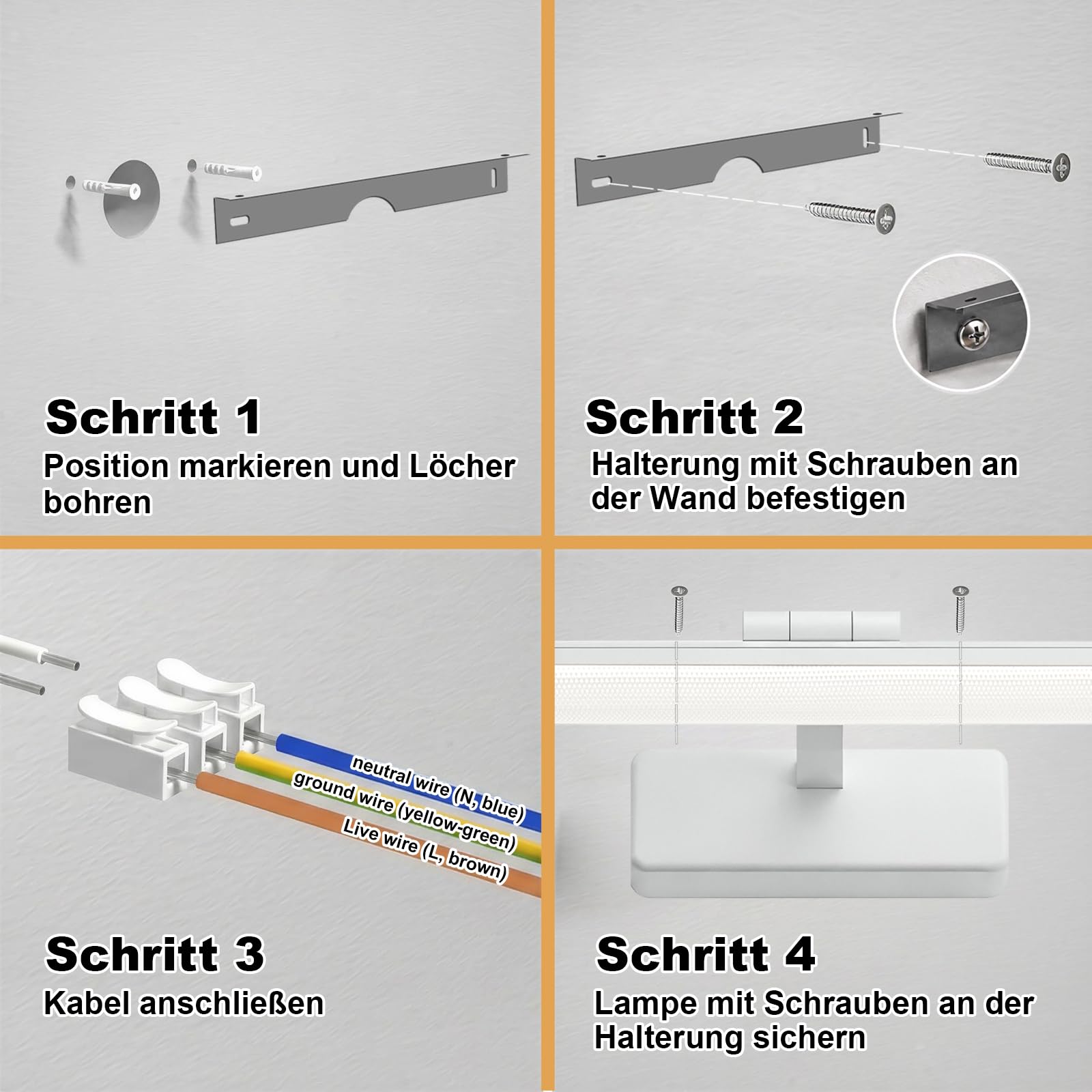OOWOLF Lampada da Parete per Specchio Bagno 45cm 12W LED, Luce Regolabile 3 Temperatures (3000K-6500K) con Interruttore, Faretti Orientabili per Quadri, Vanità, Soggiorno e Corridoio