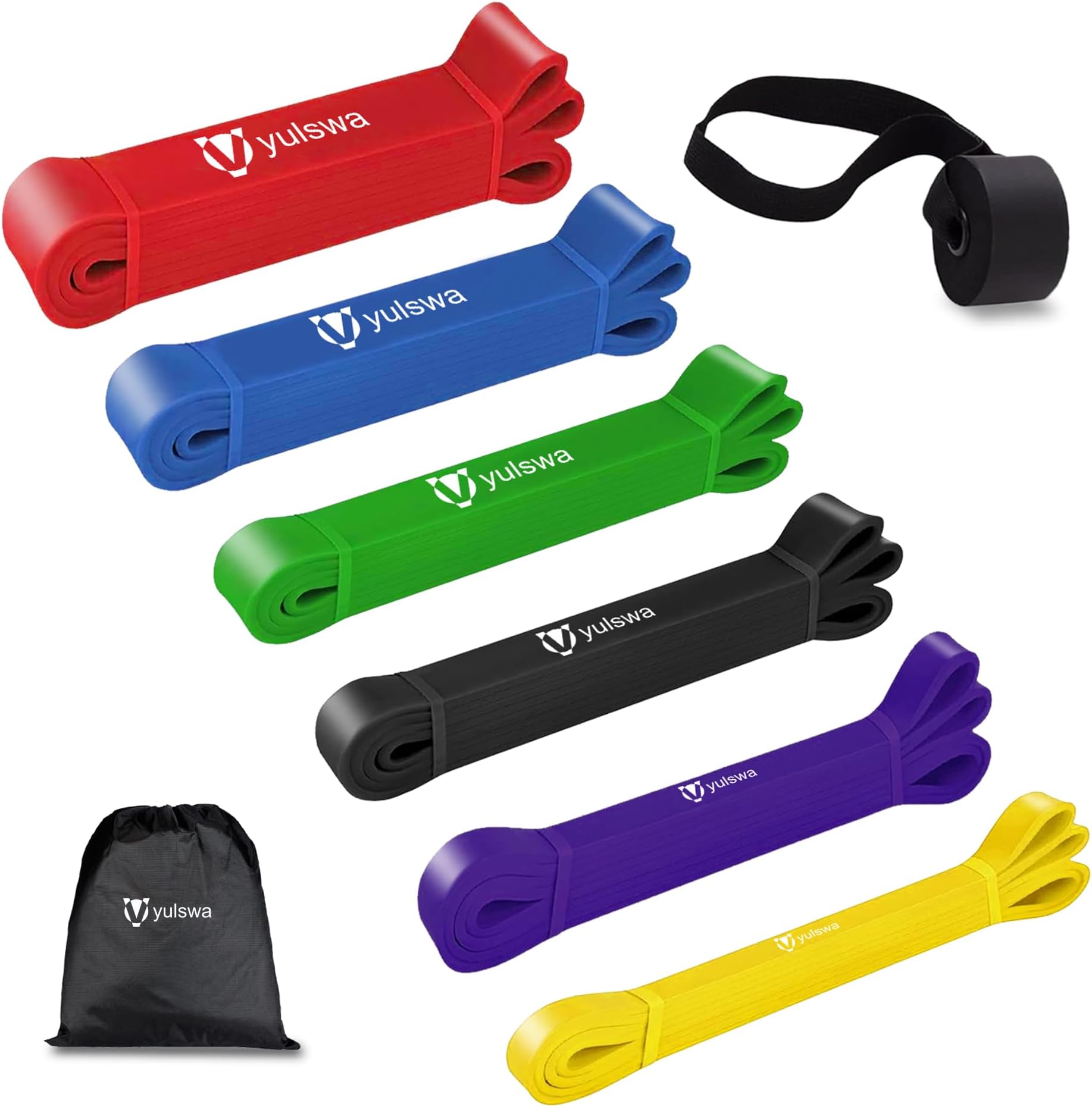 Pull Up Assistance Bands -Resistance Band - Pull Up Bands - Exercise Bands Set of 6,with Door Anchor for Men & Women,Heavy Duty Stretch Bands Working Out, Muscle Training, Physical Therapy