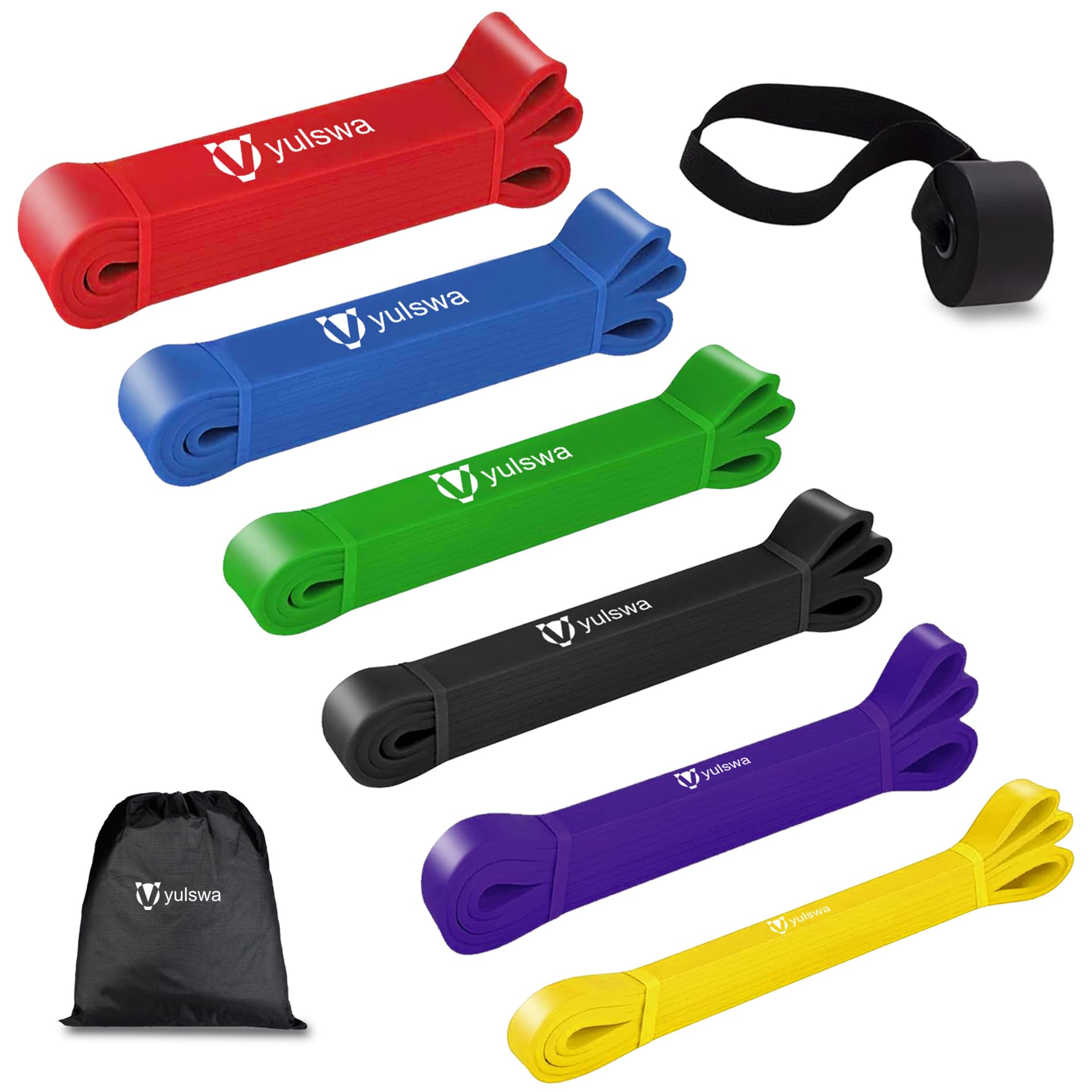 Pull Up Assistance Bands -Resistance Band - Pull Up Bands - Exercise Bands Set of 6，with Door Anchor for Men & Women,Heavy Duty Stretch Bands Working Out, Muscle Training, Physical Therapy