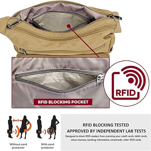 Miniatura 5 de VOLGANIK ROCK - Bolso RFID para mujeres, de tela, nailon, con múltiples bolsillos, para viaje