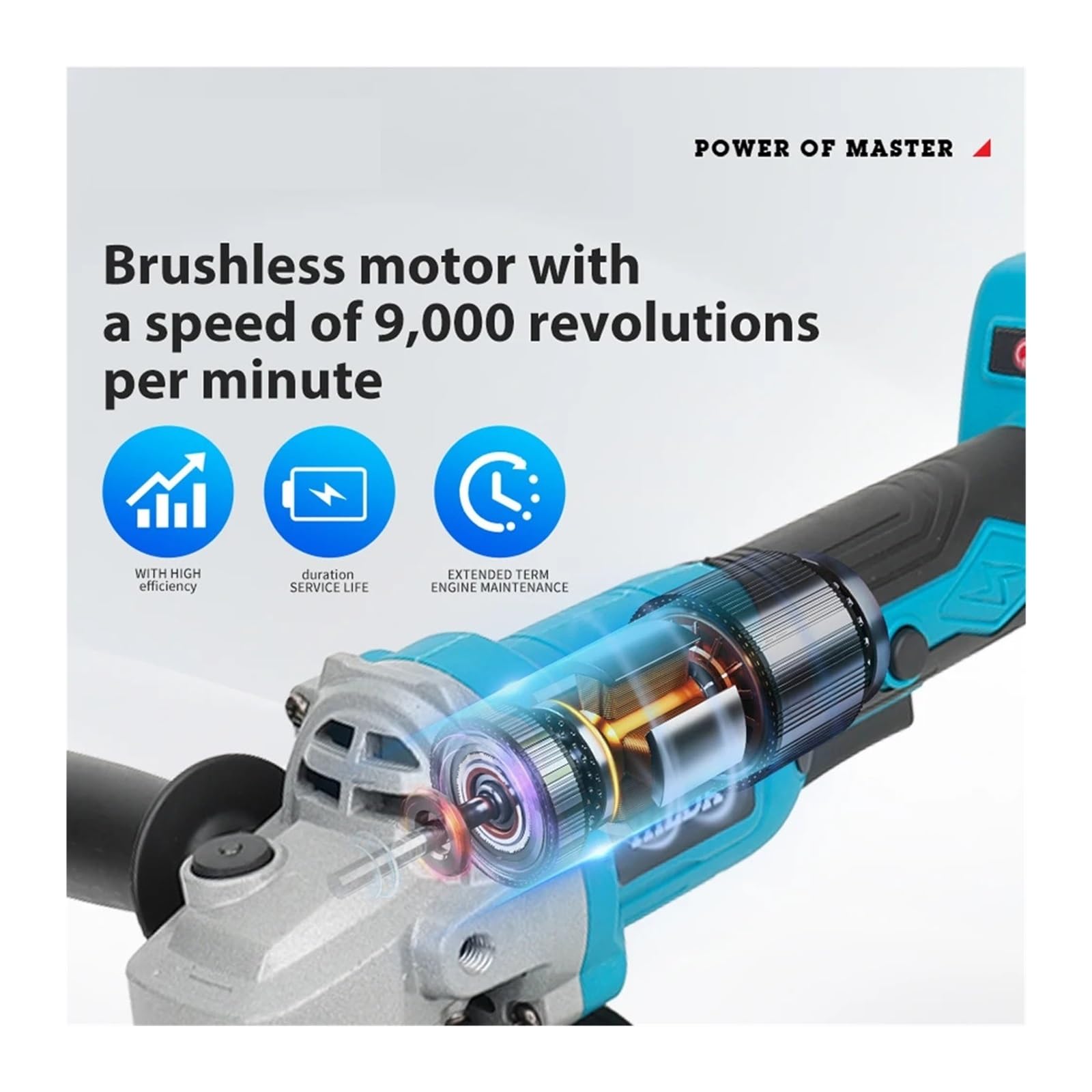 Smerigliatrice angolare a batteria senza spazzole 21V Utensile da taglio 9000 giri/min per legno metallico,Impiego pesante(AB161 Pro no battery)