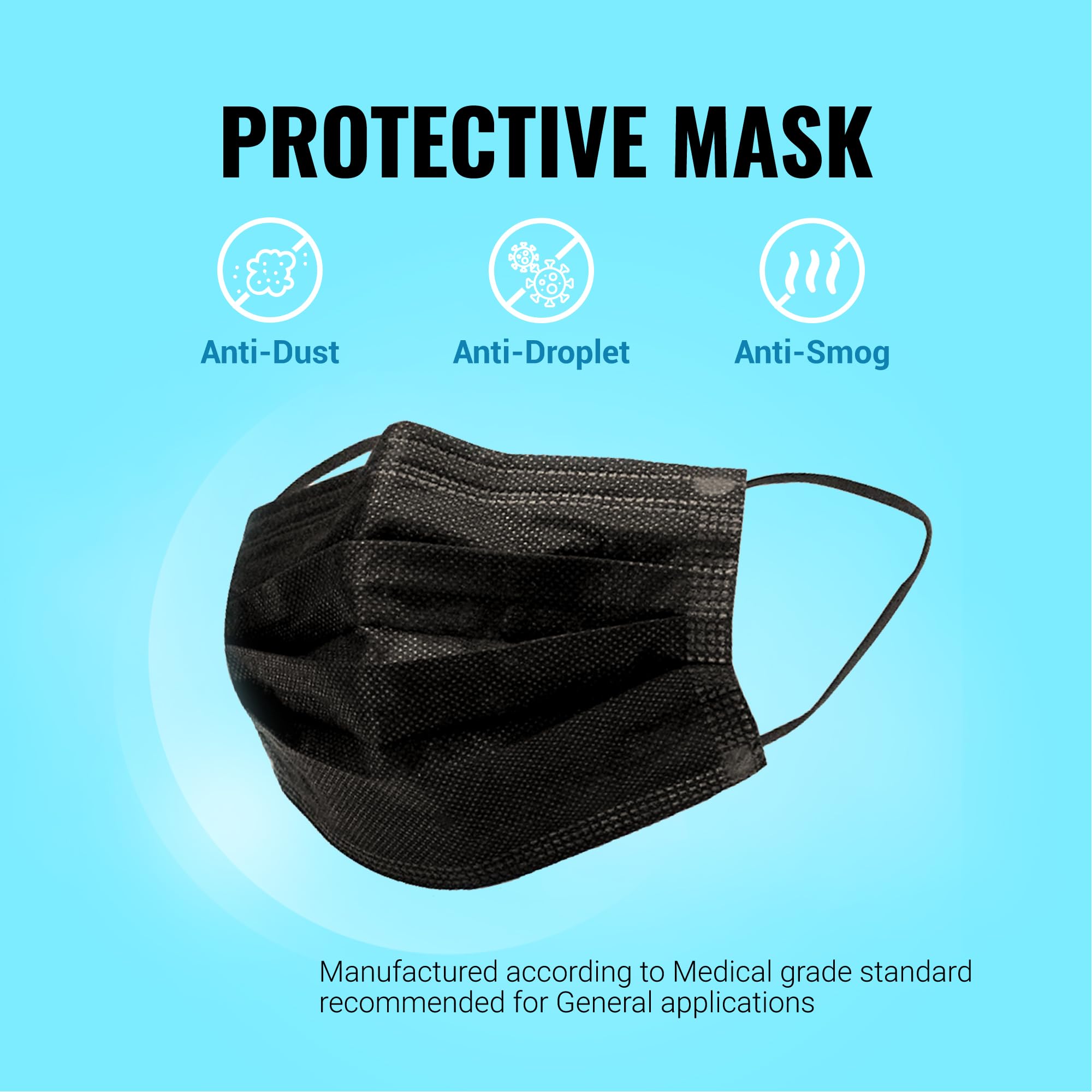 Premium Black Face Masks - 3-Ply Protection -5