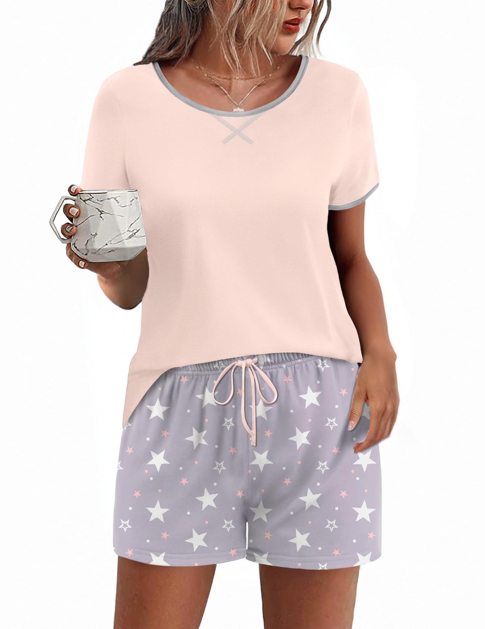 Ekouaer Women Pajama Set Casual Short Set