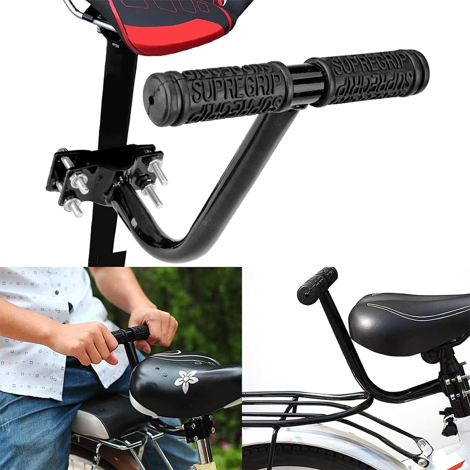 Cuscino per Il Sedile Posteriore della Bicicletta con Schienale, Sicurezza per Il Sedile Posteriore della Bicicletta Cuscino poggiapiedi, Comodo per Bambini o Adulti