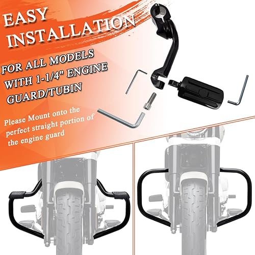 Miniatura 5 de FOVPLUE Estriberas de carretera de 1.25 pulgadas, estriberas ajustables en ángulo largo con soportes para Harley Touring Street Glide Electra Glide