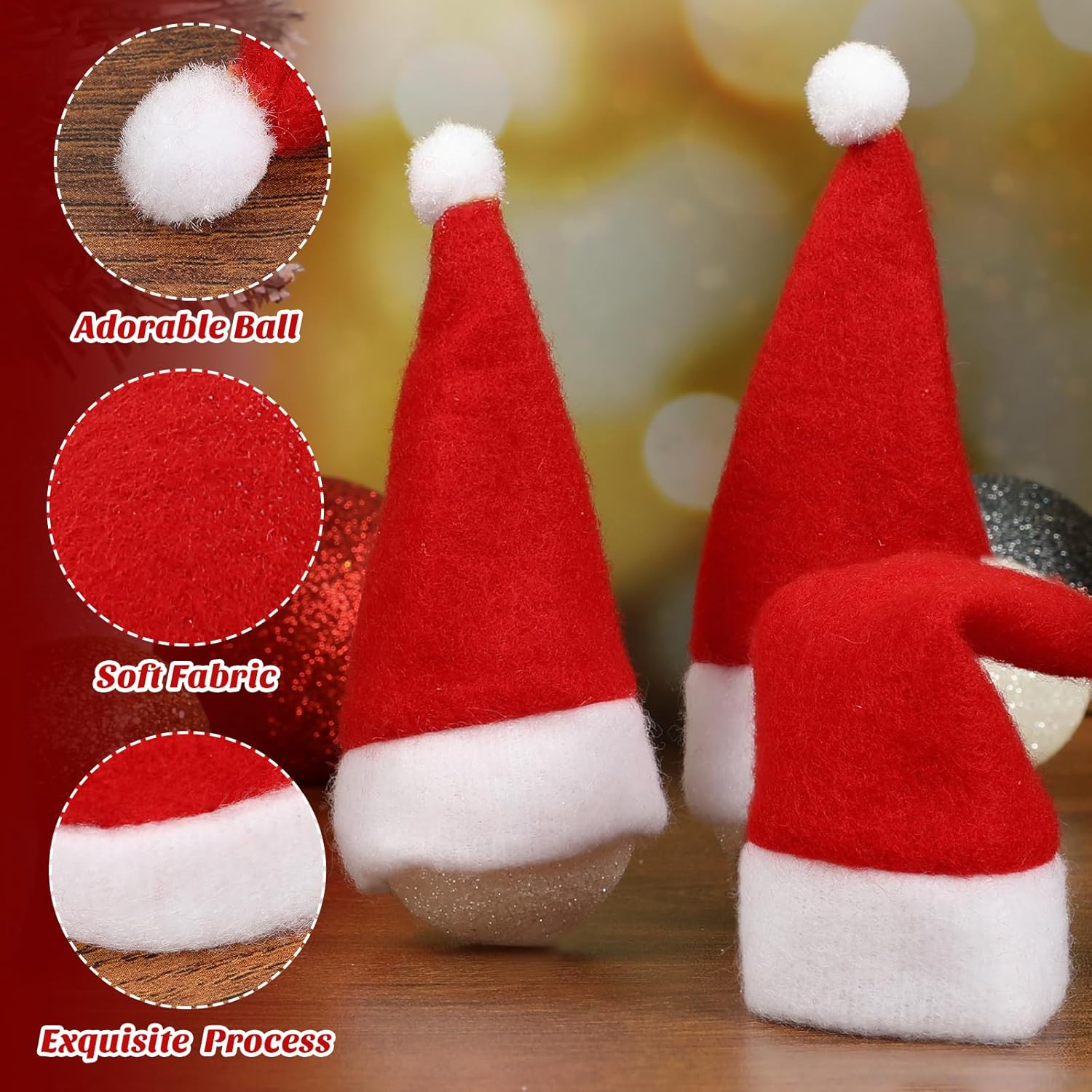 Amosfun Mini Santa Hats Table Cutlery Holders Christmas Wine Bottle Covers Santa Hats Silverware Holder Christmas Party DIY Crafts Supply