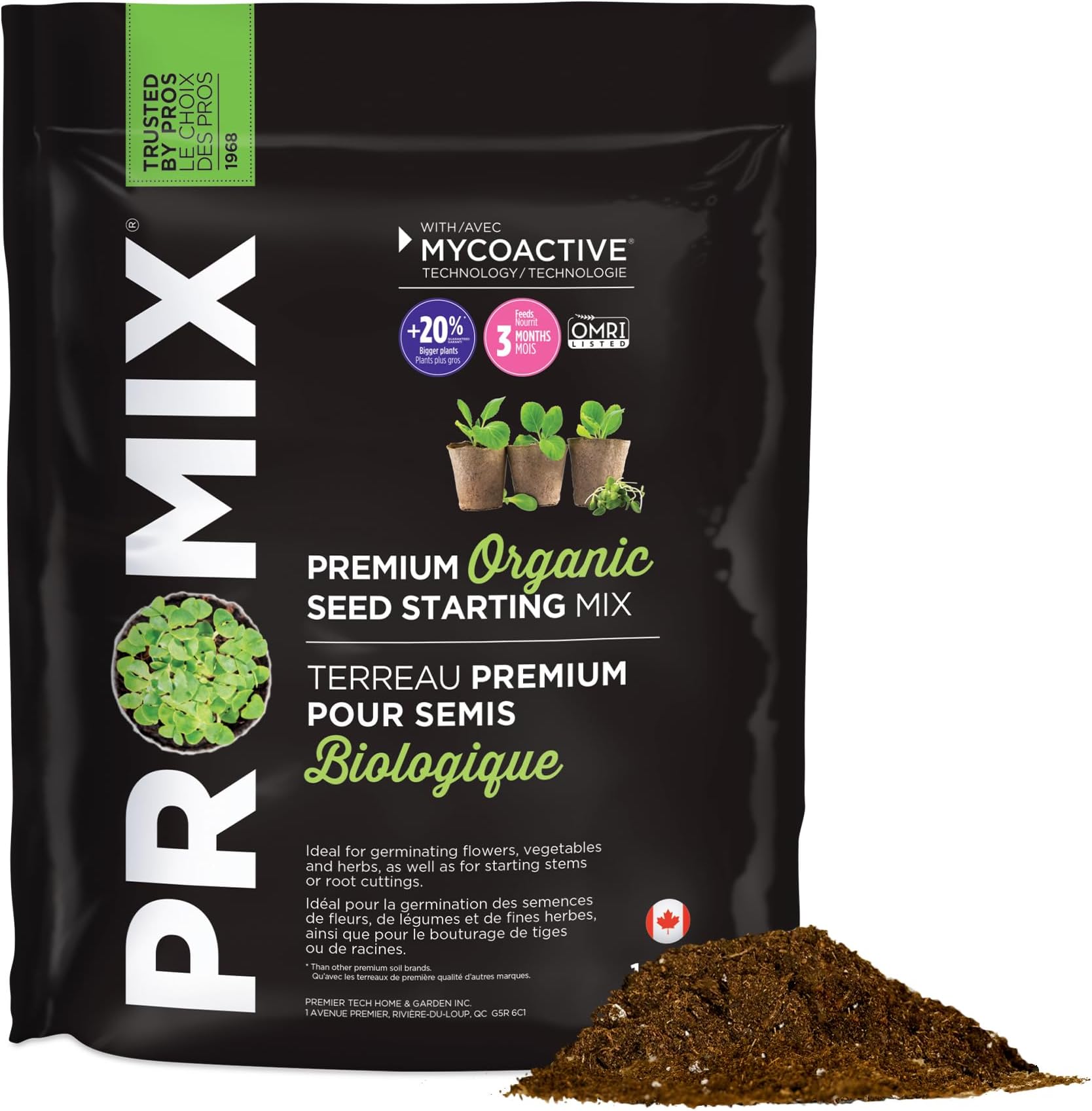 Premier Horticulture 1008041RGCE Organic Seed Starter Mix, 8 Quart