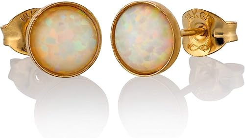 Aretes de ópalo  Aretes de tuerca de 0.236 in  Aretes minimalistas de ópalo para mujer