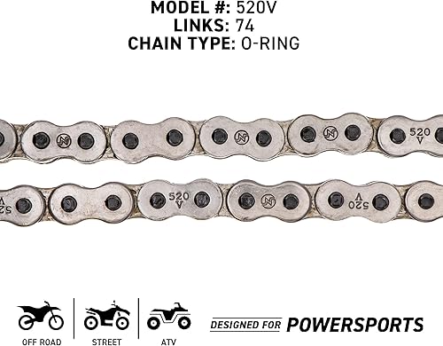 Miniatura 5 de NICHE Combo de cadena de piñón de transmisión para Yamaha Grizzly Hunter Breeze 125 delantero 12 trasero 32 dientes 520V junta tórica 74 eslabones