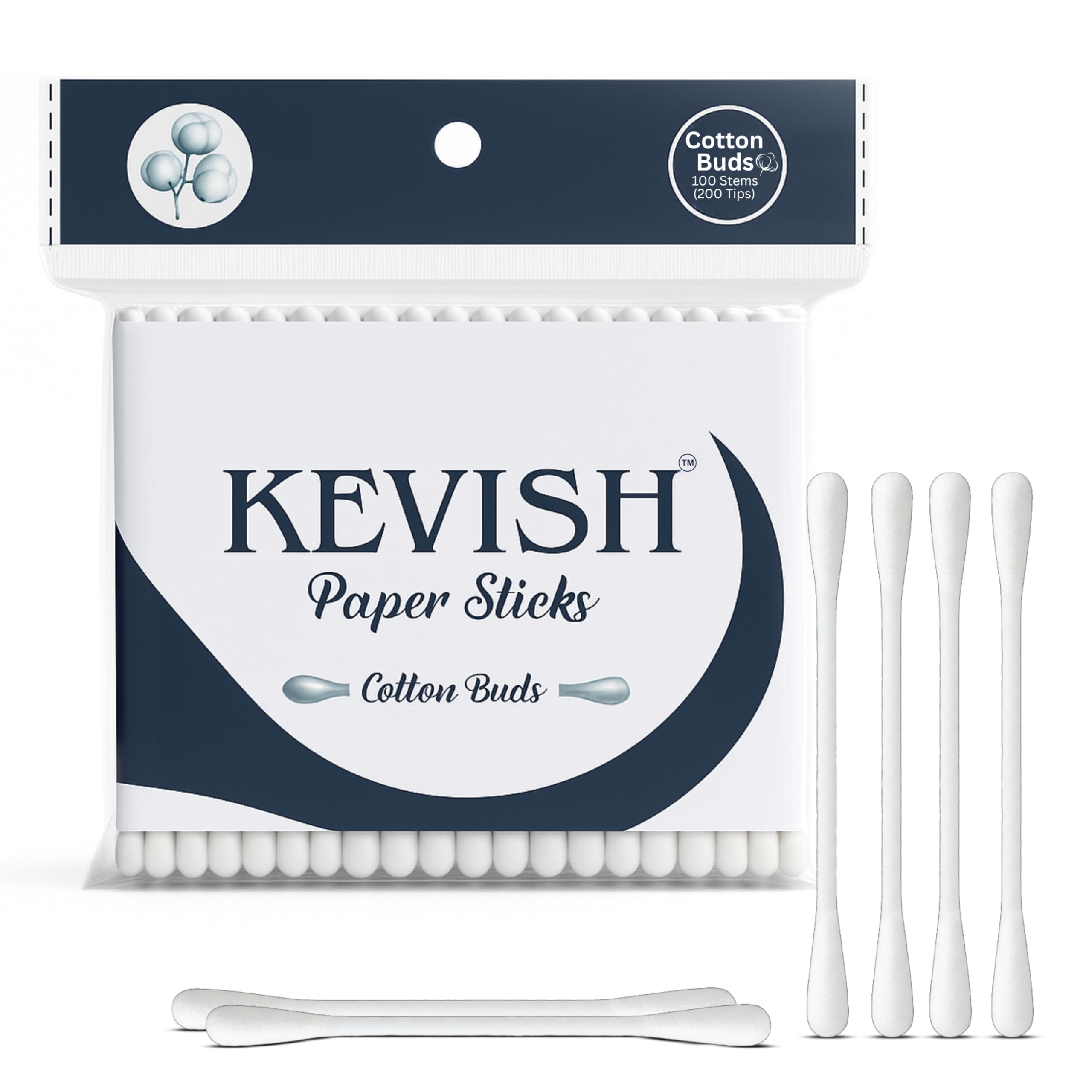 Kevish Cotton Buds Paper Sticks, 100 Stems, 200 Tips (White)-picture-50