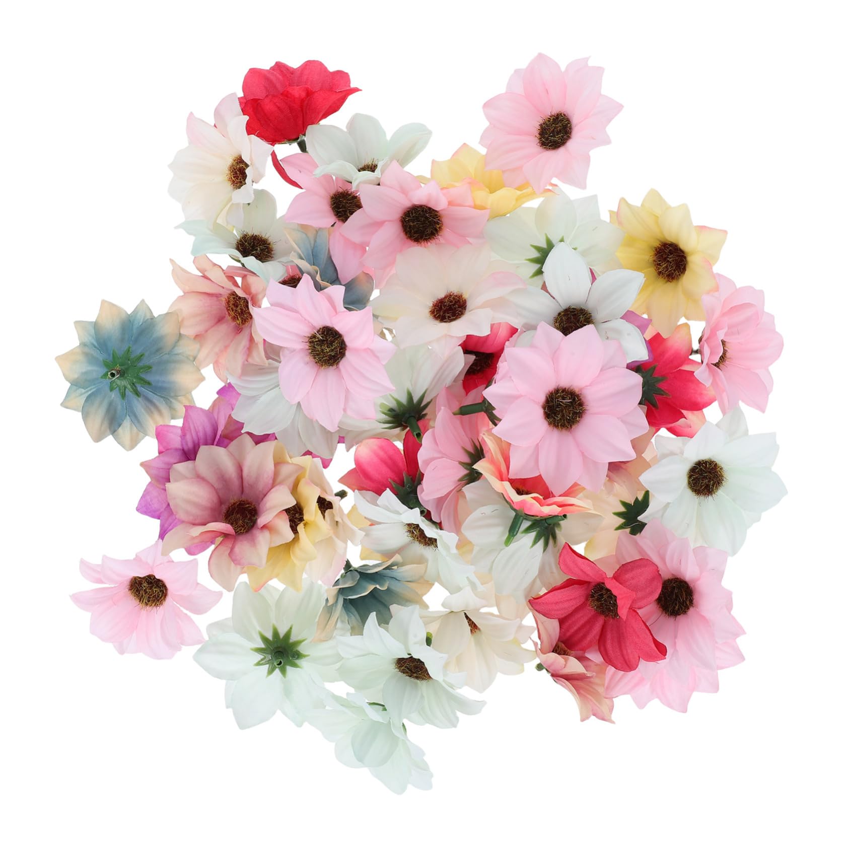 Têtes de marguerite artificielles par 50 mini fleurs multicolores pour bricolage