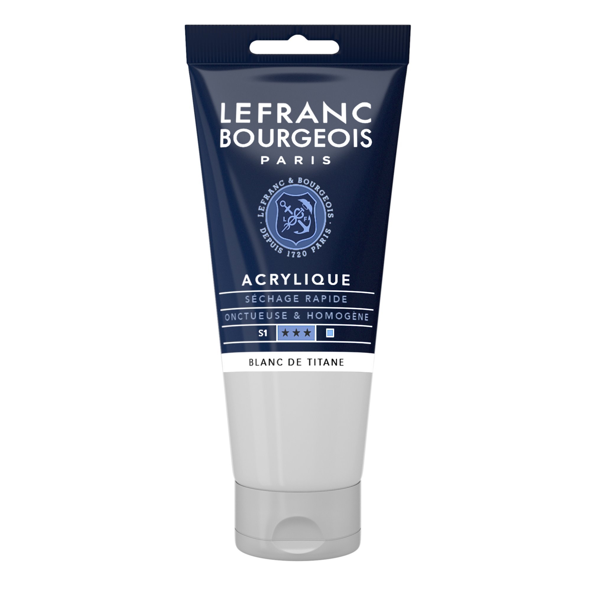 Lefranc & Bourgeois 300454 Fine Aycrl Paint 80ml Tube, Highly Pigmented, Good Coverage, Creamy, Homogeneous Texture Titanweiss