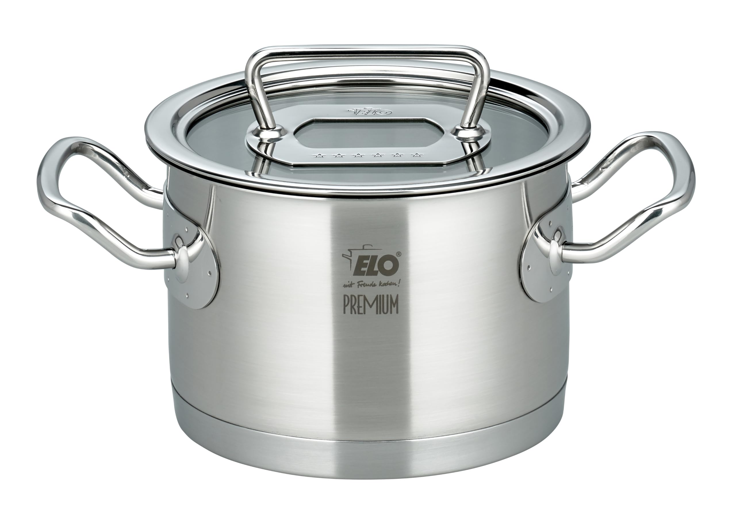 ELO Gourmet Plus 5-częściowy zestaw garnków, nadaje się do wszystkich rodzajów kuchenek, stal nierdzewna, zintegrowany system dozowania oleju, skala objętości