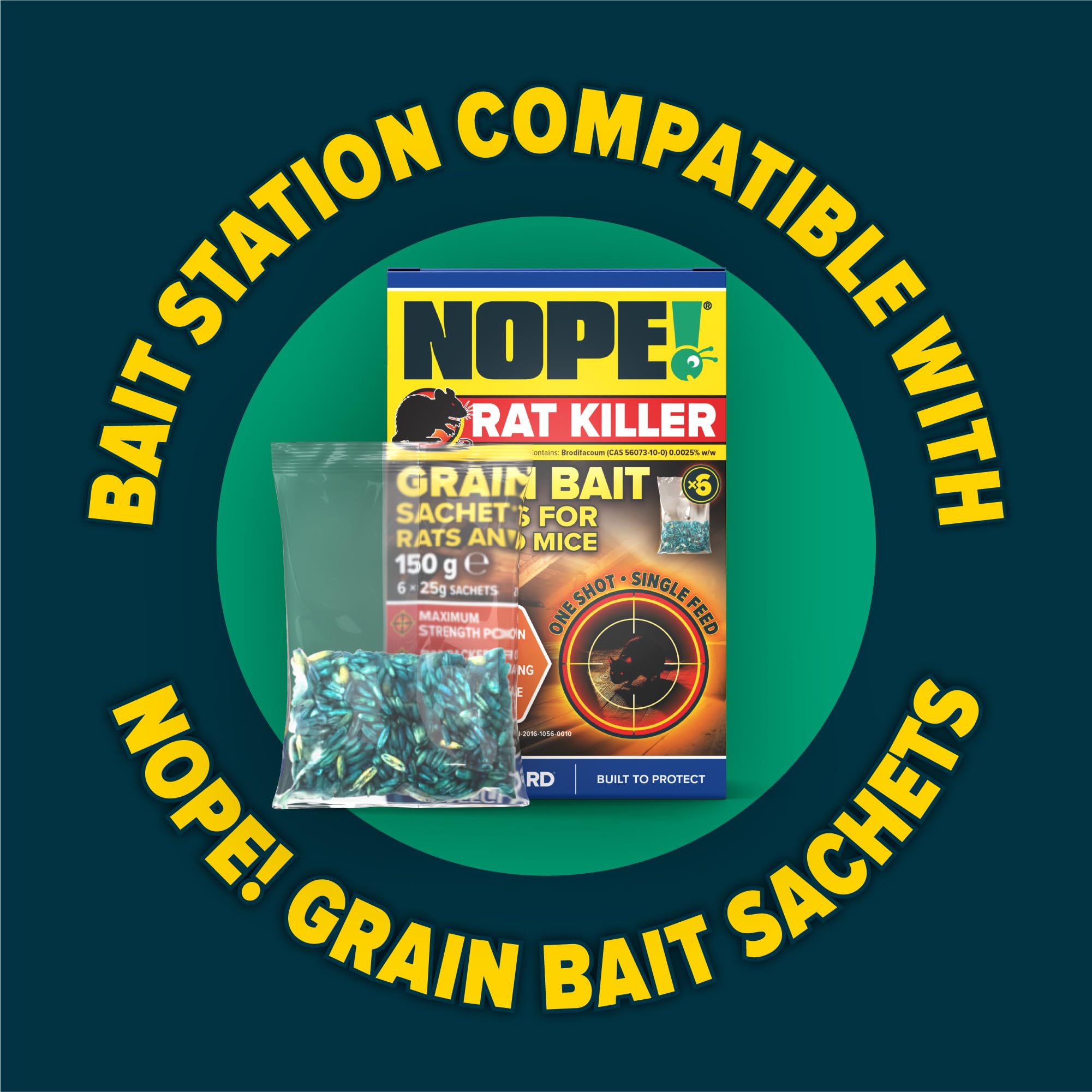 NOPE! Pre-Baited Rat Kit for Indoor/Outdoor Use (2 boxes, 6 blocks) | Ready-to-Use Brodifacoum Rodent Poison Bait Blocks with Max Strength — view 8