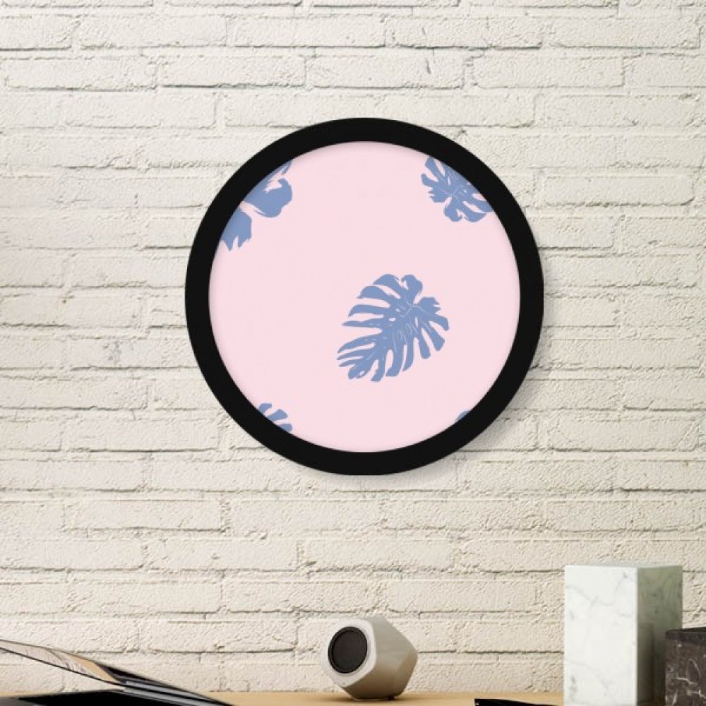 Cadre photo en bois véritable noir rond peinture plantes bleu poudre premium