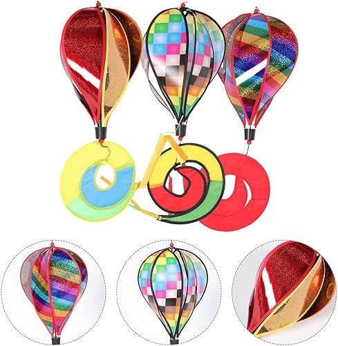 Miniatura 9 de STOBOK Globo caliente de viento, 3 piezas, molinete de arcoíris, rústico, globo de aire caliente, globo de aire caliente, globo de aire caliente,