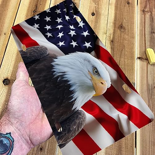 Miniatura 5 de Placa de matrícula de la bandera estadounidense con águila calva, etiqueta de metal de aluminio para automóvil, símbolo patriótico nacional de