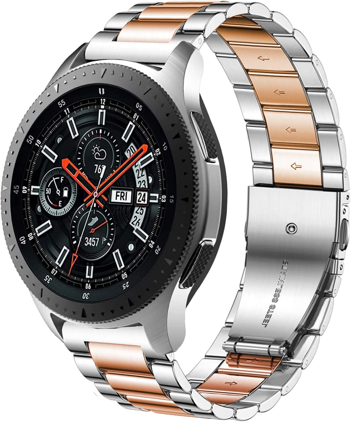 Bands Compatible with Samsung Galaxy Watch 46mm / Galaxy 3 45mm, 22mm Stainless Steel Metal Replacement Strap for Huawei Wacth GT5 / GT5 Pro / 4/4 Pro / GT4 / 3/3 Pro / GT3 46mm
