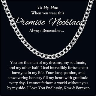 Promise Necklace for Him - Cuban Link Chain for Men, Sentimental Gift for Boyfriend, Birthday Valentines Jewelry Ideas
