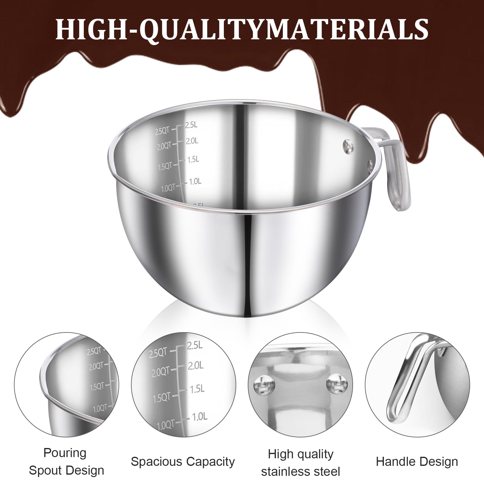 Stainless Steel Double Boiler Set - Melting Bowl & Pot -5