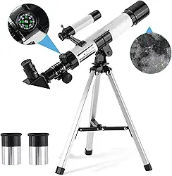 Telescópio para crianças e iniciantes e adultos 40/400 mm refrator de telescópios astronômicos com bússola e tripé