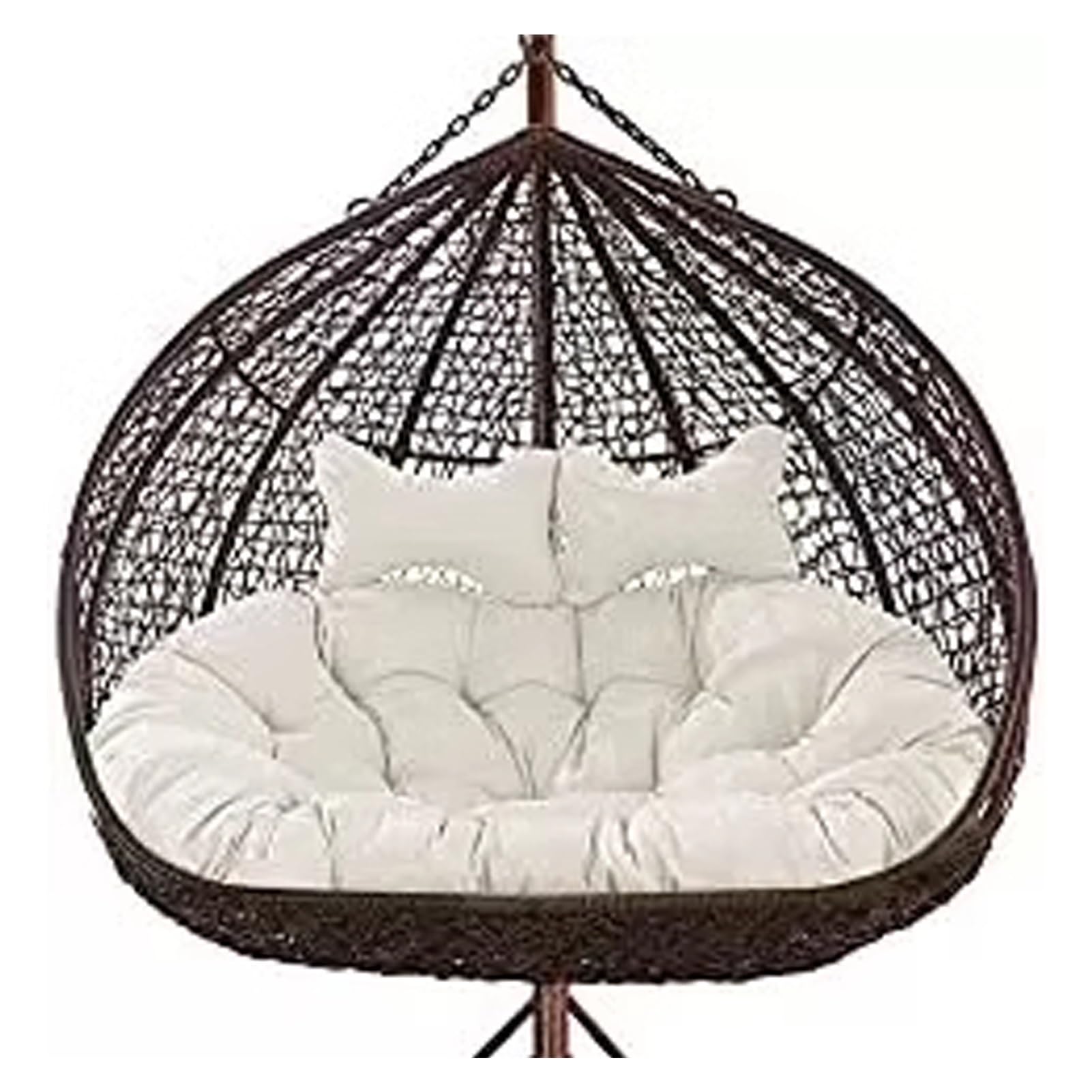 Meiiron Egg Chair Swing Cushion for 2 Persons, 2 Person Hanging Egg Chair Cushion with 2 Pillows, Hammock Chair Replacement Cushion with Filling Cotton for Garden Patio Outdoor(Color 16)
