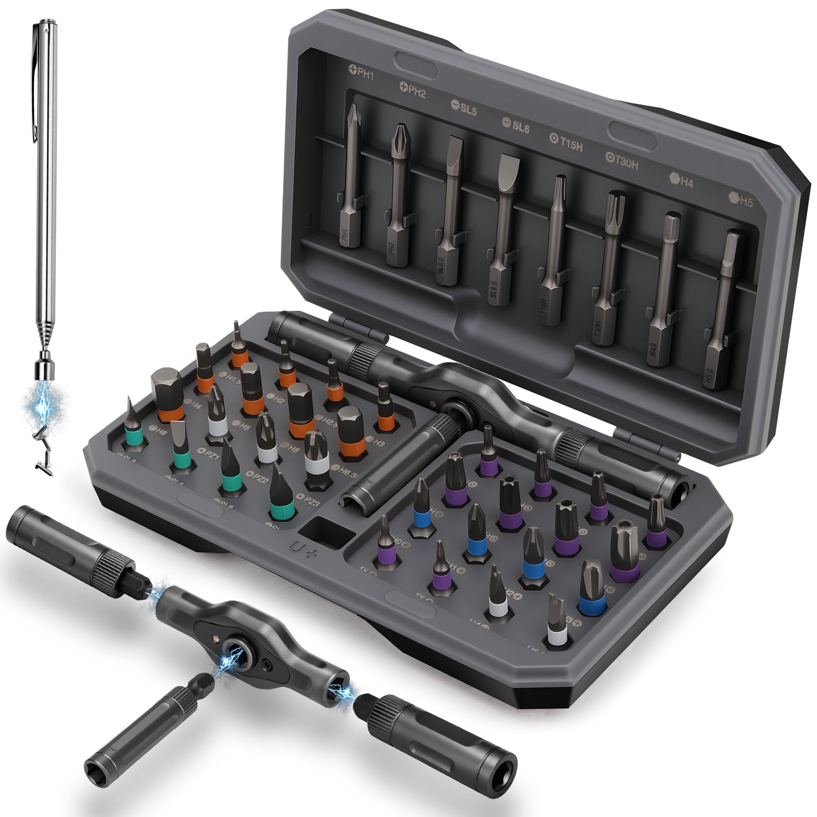 KELIN 42 in 1 Magnetic Ratchet Screwdriver Set, Multi Bit Ratcheting Torx Screwdriver Sets, Secret Santa Gifts for Men Who Have Everything, Stocking Fillers for Men Gifts for Him Dad