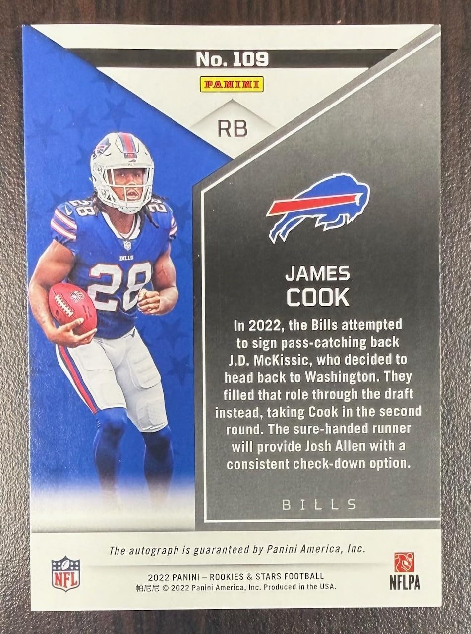 James Cook 2022 Panini Rookies and Stars Orange Signed Football Rookie Card Auto #109 Serial #91/125