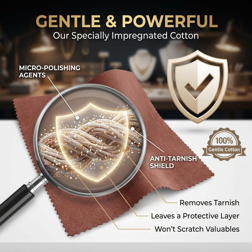 Nushine Gold, White Gold & Platinum Polishing Cloth (Large 44x31.5cm) | Restores Brilliant Shine | No Additional Polish Needed | Eco-Friendly UK Formula | Safe on Rose Gold & Platinum