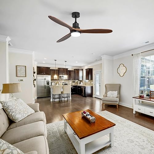 Miniatura 8 de Sofucor Ventilador de techo de 60 pulgadas con luces, control remoto, aspas de nogal, luz regulable, reversible, motor de CC, ventiladores de techo