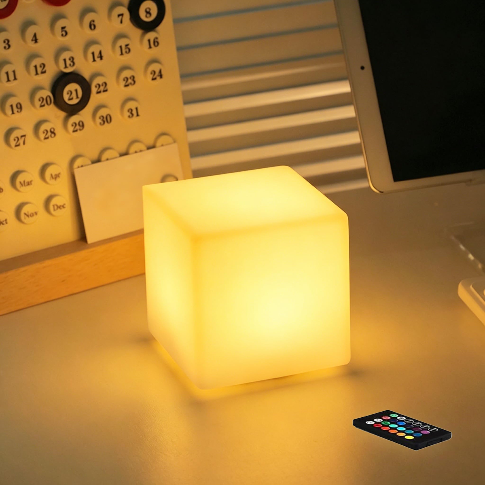 4 Inch RGB LED Cube Lamp for Kids, 16 Color Changing Tesseract