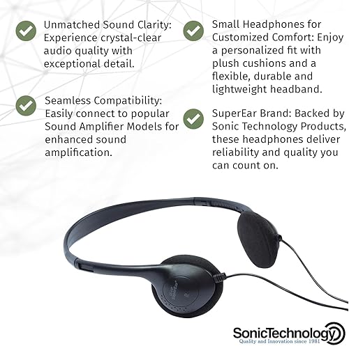 Miniatura 6 de SuperEar Premium - Pequeños Auriculares de Reemplazo Ligeros, Pequeños, Portátiles y Cómodos con Cable, Ideales para Dispositivos Pocket Talker y